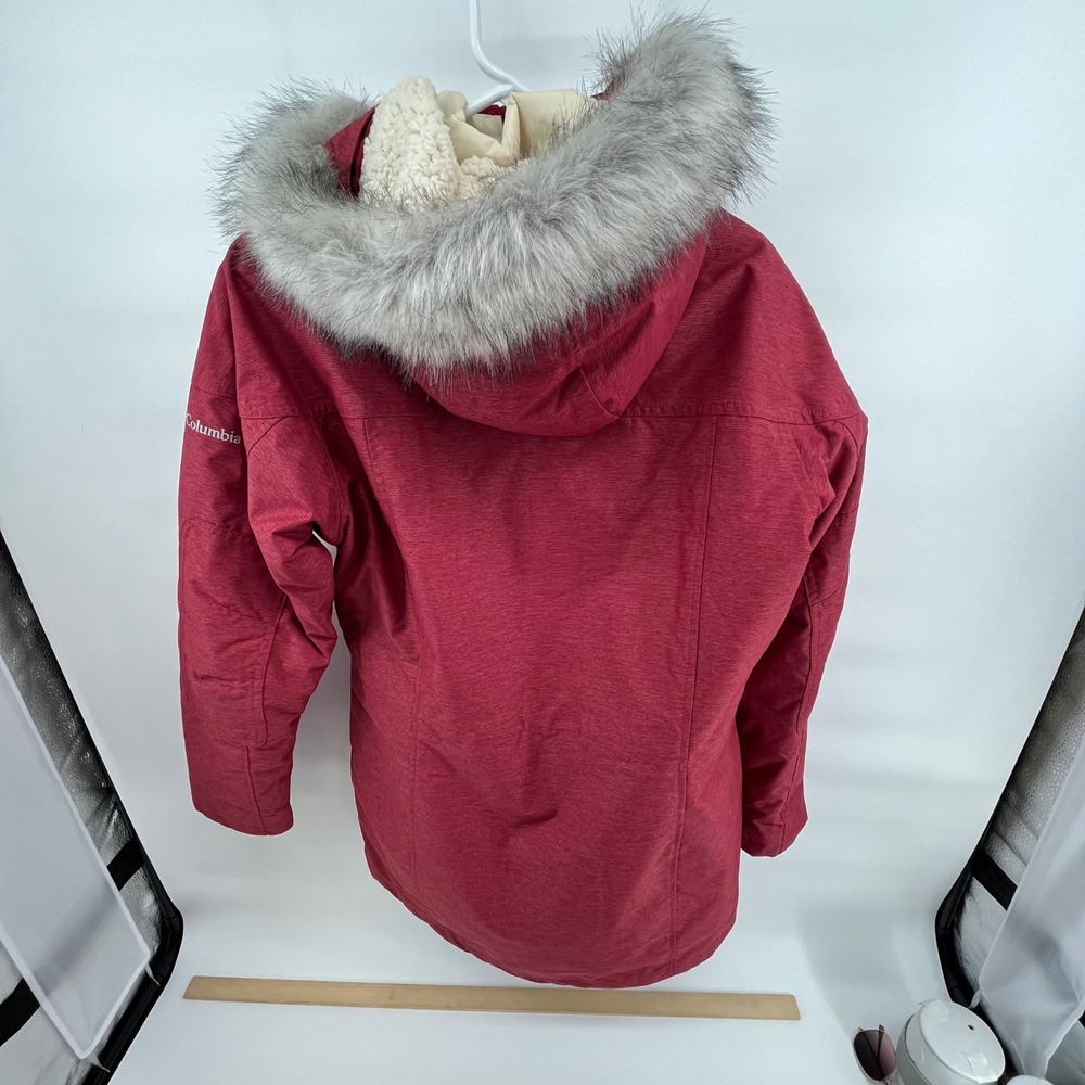 Columbia Interchange Women's Red Insulated Hooded Winter Jacket Size L - Picture 2 of 6
